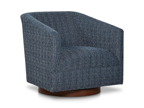 Contemporary Swivel Chair with Exposed Wood Base