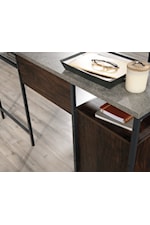 Sauder Market Commons Industrial Single Pedestal Desk with Open Storage Shelving
