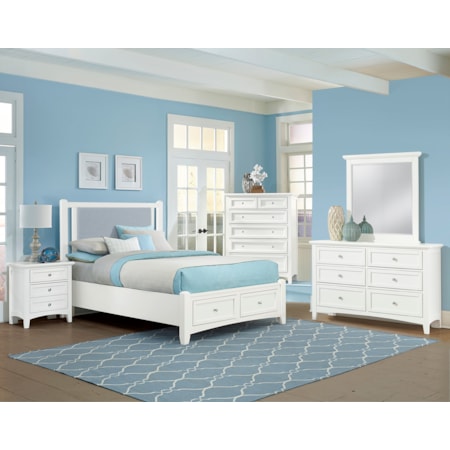 5-Piece Blue Upholstered Queen Bedroom Set