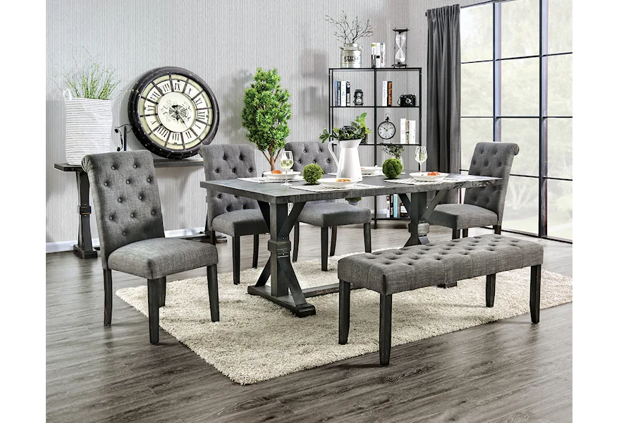 Alfred 6 Pc. Dining Table Set W/ Bench by Furniture of America at Furniture and More