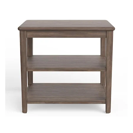 Contemporary Chairside End Table with Open Display Shelves