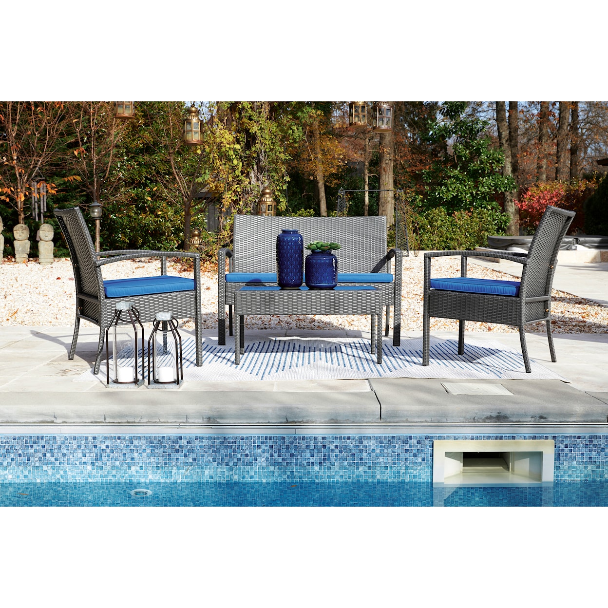 Signature Design by Ashley Alina Outdoor Loveseat/Chairs/Table Set