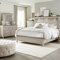 Modern Farmhouse 4-Piece Queen Mantle Bedroom Set with Bedroom Chest
