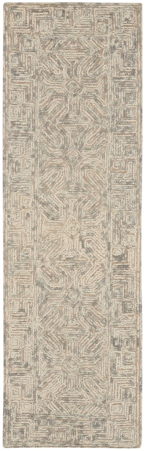 2'3" x 7'6" Beige/Grey Runner Rug