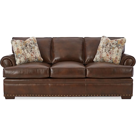 Leather Sofa w/ Pillows