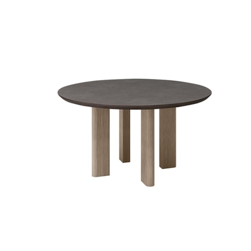 54″ Round Dining Table - Flax/Iron