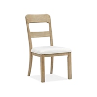 Transitional Farmhouse Dining Side Chair with Upholstered Seat