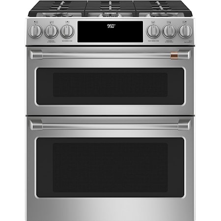 Café™ 30" Slide-In Front Control Dual-Fuel Double Oven with Convection Range Stainless Steel