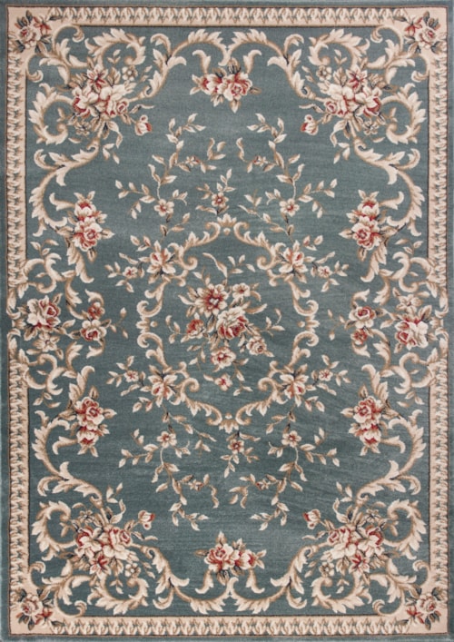 7'10" Slate Blue Aubusson Round Rug