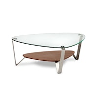 Contemporary Small Triangular Cocktail Table with Glass Top