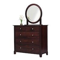 Traditional 5-Drawer Dressing Chest with Attached Mirror