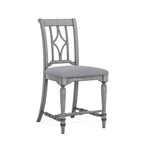 Relaxed Vintage Counter Height Stool with Upholstered Seat