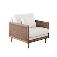 Tropical Rattan Accent Chair with Upholstered Cushions