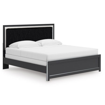 King Upholstered Panel Bed