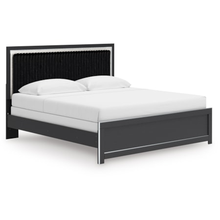 King Upholstered Panel Bed