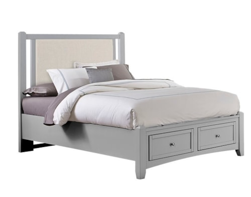 Transitional Linen Upholstered King Bed with Footboard Storage