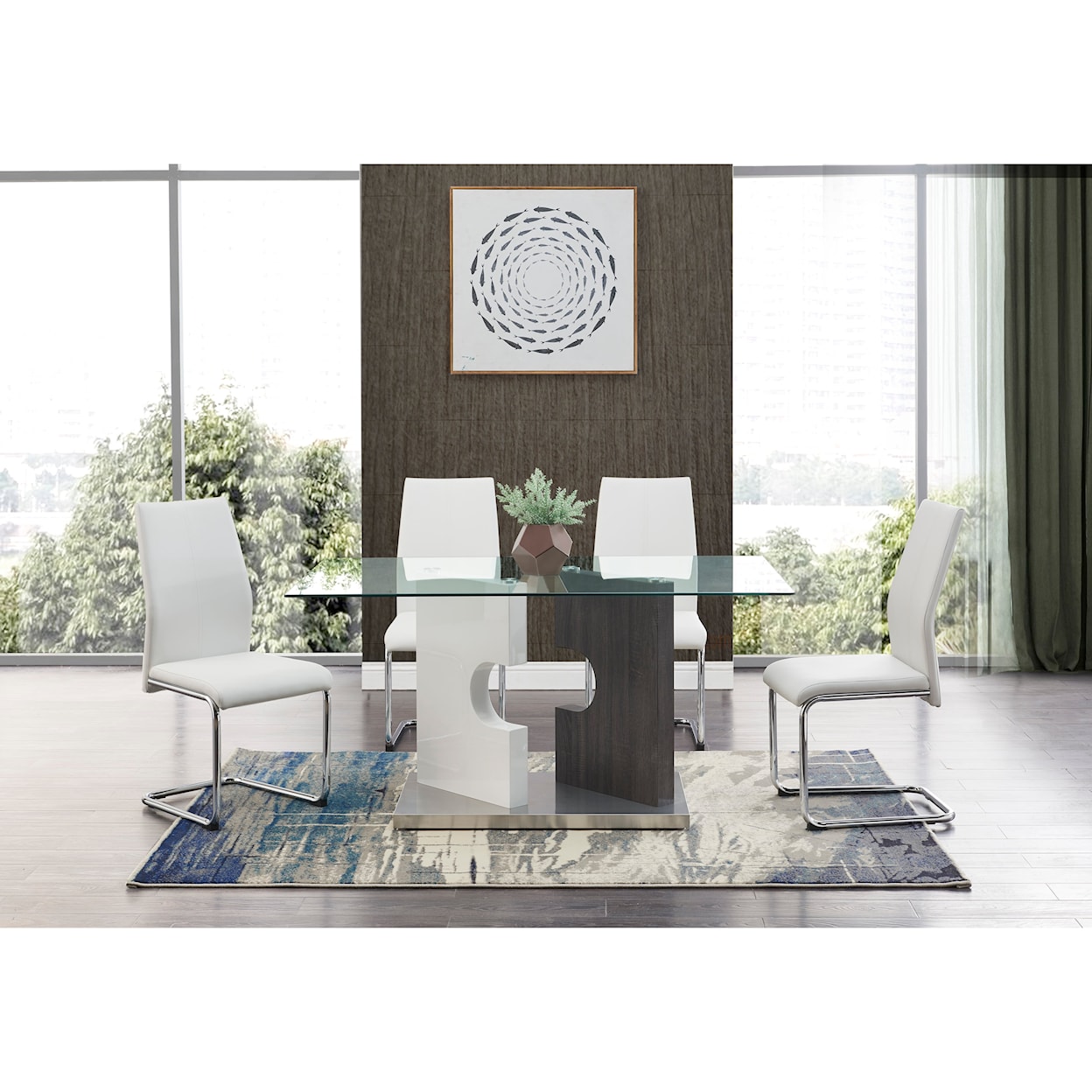 Global Furniture D219DT Dining Table Set with 4 Dining Chairs