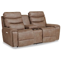 Contemporary Reclining Loveseat with Center Console and USB Port