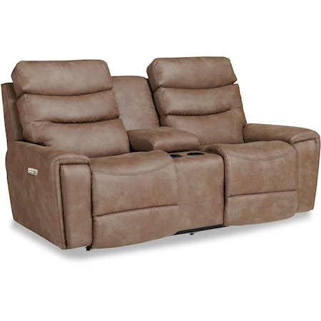 Contemporary Reclining Loveseat with Center Console and USB Port