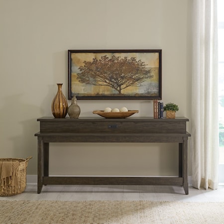Traditional Console Bar Table with A/C Outlets and USB Ports