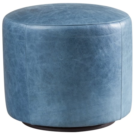Three Arch Leather Swivel Ottoman