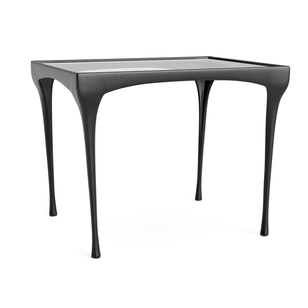 Classic Clear-Top Cast Aluminum Side Table