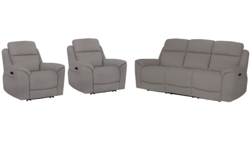 Casual Power Reclining Sofa and Dual Recliners Set with Power Headrests and Lumbar Support
