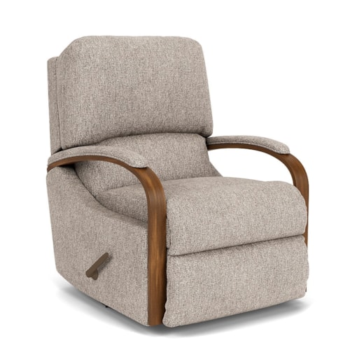 Contemporary Exposed Wood Swivel Glider Recliner