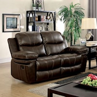 Transitional Reclining Loveseat with Plush Cushions