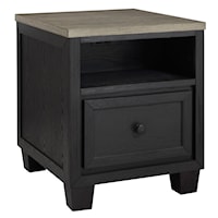 Contemporary Two-Tone End Table with USB and Power Outlets
