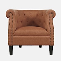 Lily Transitional Upholstered Accent Chair with Nailhead Trim - Spice