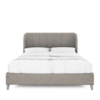Mid-Century Modern Queen Bed with Channel Tufted Headboard