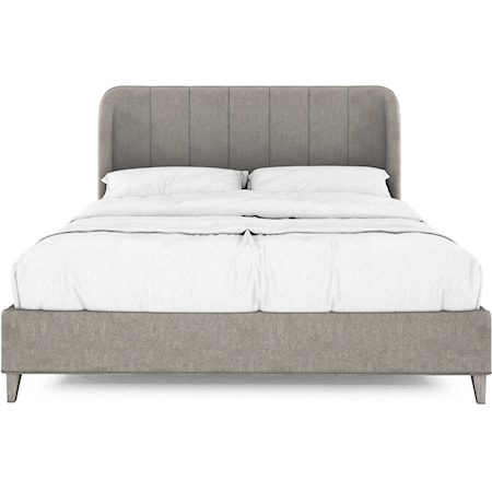 Mid-Century Modern Queen Bed with Channel Tufted Headboard