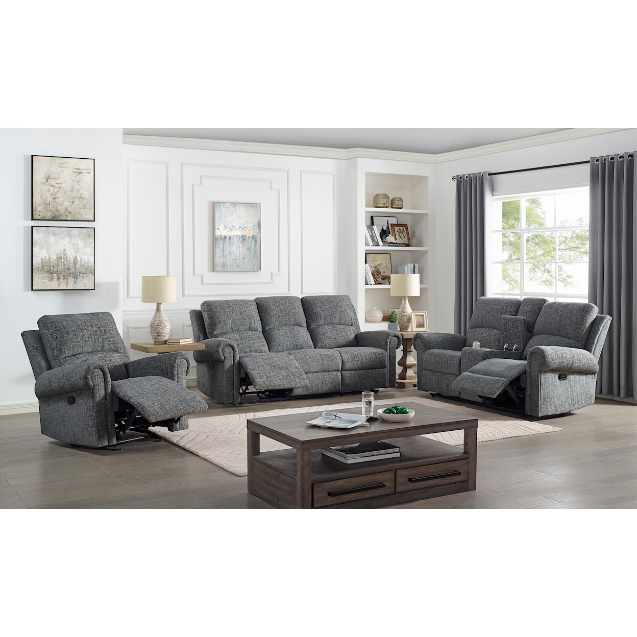 New Classic Furniture Connor Power Reclining Console Loveseat