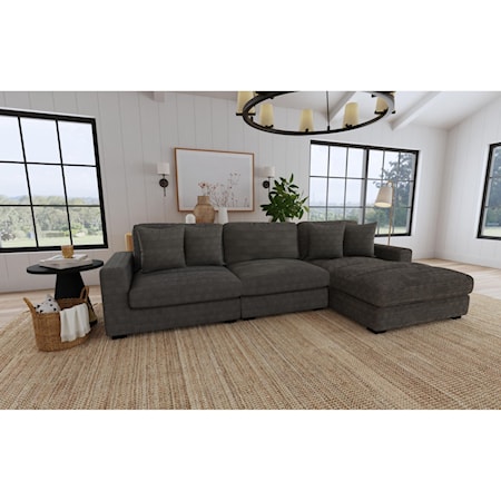 Transitional 3-Piece Sectional Sofa with Right Side Chaise