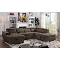 4-Piece Sectional with Sleeper and Adjustable Headrests