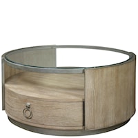 Contemporary Round Cocktail Table with Glass Top