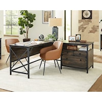 Industrial L-Shaped Desk with File Drawer