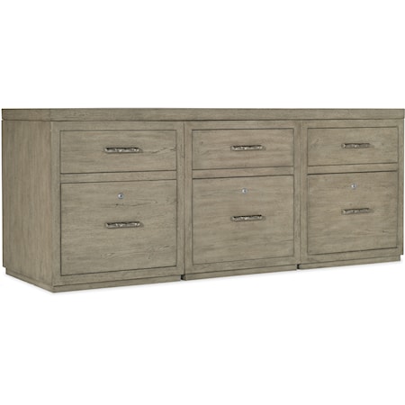 Casual 6-Drawer Office Credenza with Locking File Drawers