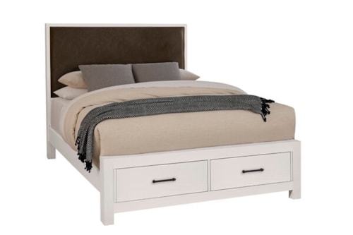 Transitional Upholstered King Bed with Footboard Storage
