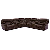 Casual 6-Piece Power Reclining Sectional with USB Ports and Cupholders