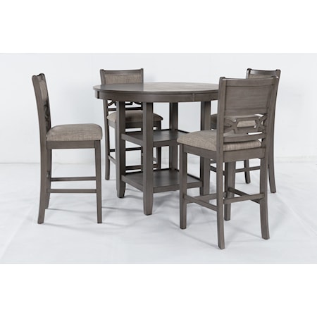 Counter Dining Table &amp; 4 Stools (Set of 5)