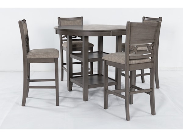 Counter Dining Table &amp; 4 Stools (Set of 5)