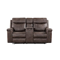 Casual Console Loveseat with Power Footrest and Cupholders