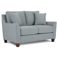 Contemporary Upholstered Loveseat with Tapered Wood Leg