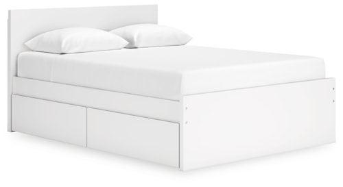 Contemporary Queen Panel Platform Bed with Side Storage Drawers