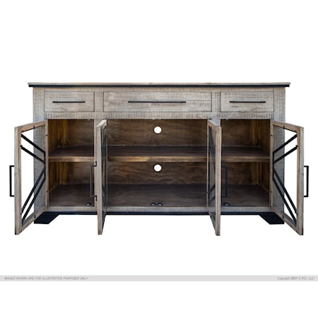 4-Door Console Table with Shelving