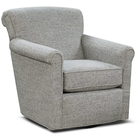 Transitional Swivel Chair with Rolled Arms