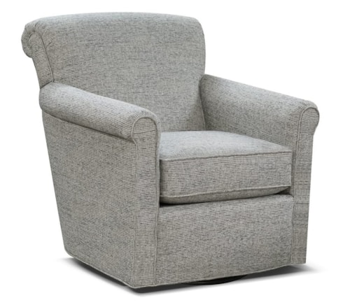 Transitional Swivel Chair with Rolled Arms