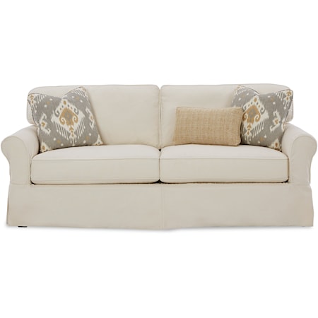 Casual 2-Cushion Sleeper Sofa with Memory Foam Mattress